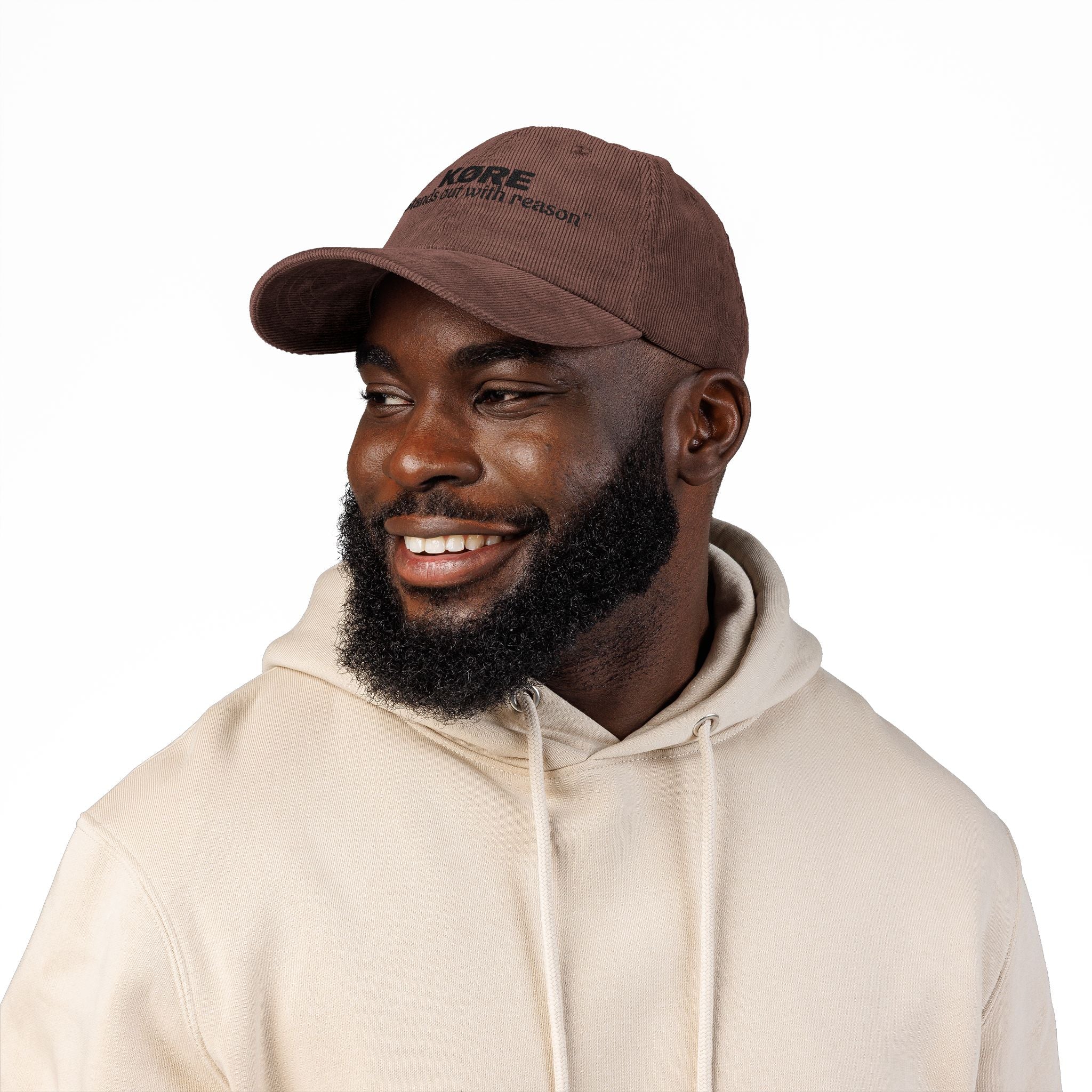 Corduroy Cap — "KØRE Stands Out with Reason" Embroidered Vintage Hat (Combo deal with hoodie and shirt)